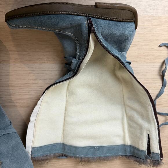 KATE KUBA Womens Festival Suede Lace Up Boots Rabbit Fur Trim Size 36 EU/5.5 US - Picture 10 of 12